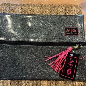 Makeup Junkie Bag Graphite Grey Glitter Clutch - Large